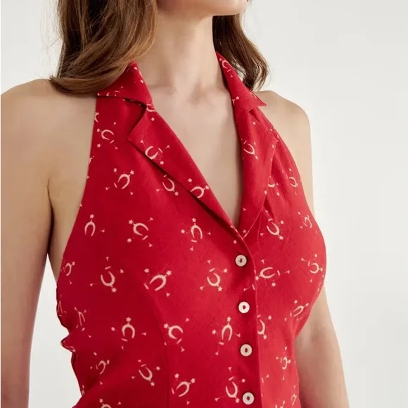Red Halter Neck Dress - Picture 4 of 5